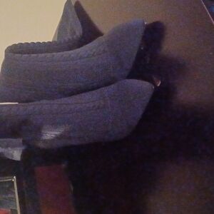 New blue fabric stretch boots
